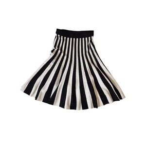Premis Knit Fit and Flare Skirt Midi Tulip Skirt Black White Stripe sz XS